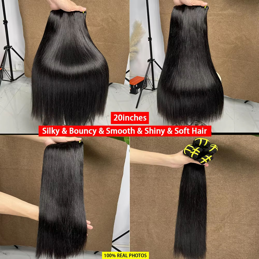 Super Double Drawn Human Hair Bundles Cambodian Raw Bone Straight Bundles Human Hair Bundles Hair Extensions 100g/b