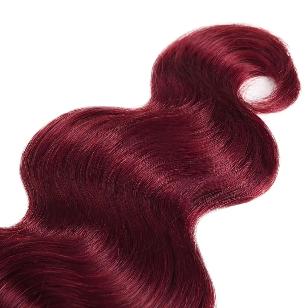 16–30Inch 99J Burgundy Luxury Body Wave Virgin Malaysian Hair Bundles – 3/4 Bundles, Silky & Full, 100% Human Hair Extensions