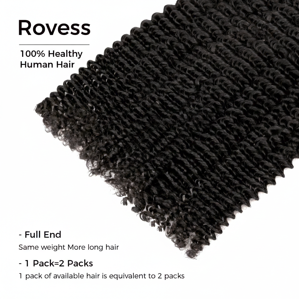 Rovess Human Hair Bulk Kinky Curly for Boho Braiding