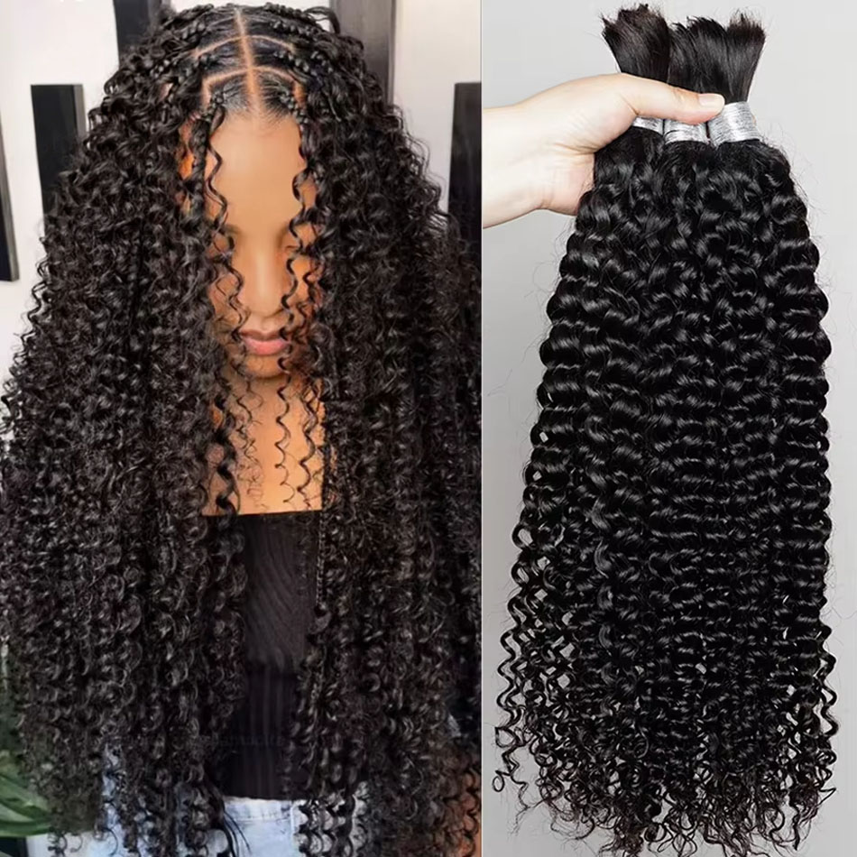 Virgin Human Hair 100% Unprocessed Boho Braiding Natural Black Deep Wave Hair Weaving 2/3/4 Bundles