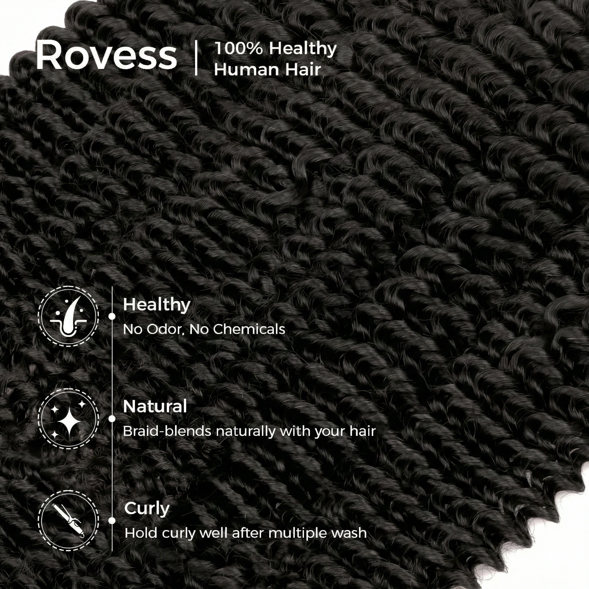 Rovess Human Hair Bulk Kinky Curly for Boho Braiding