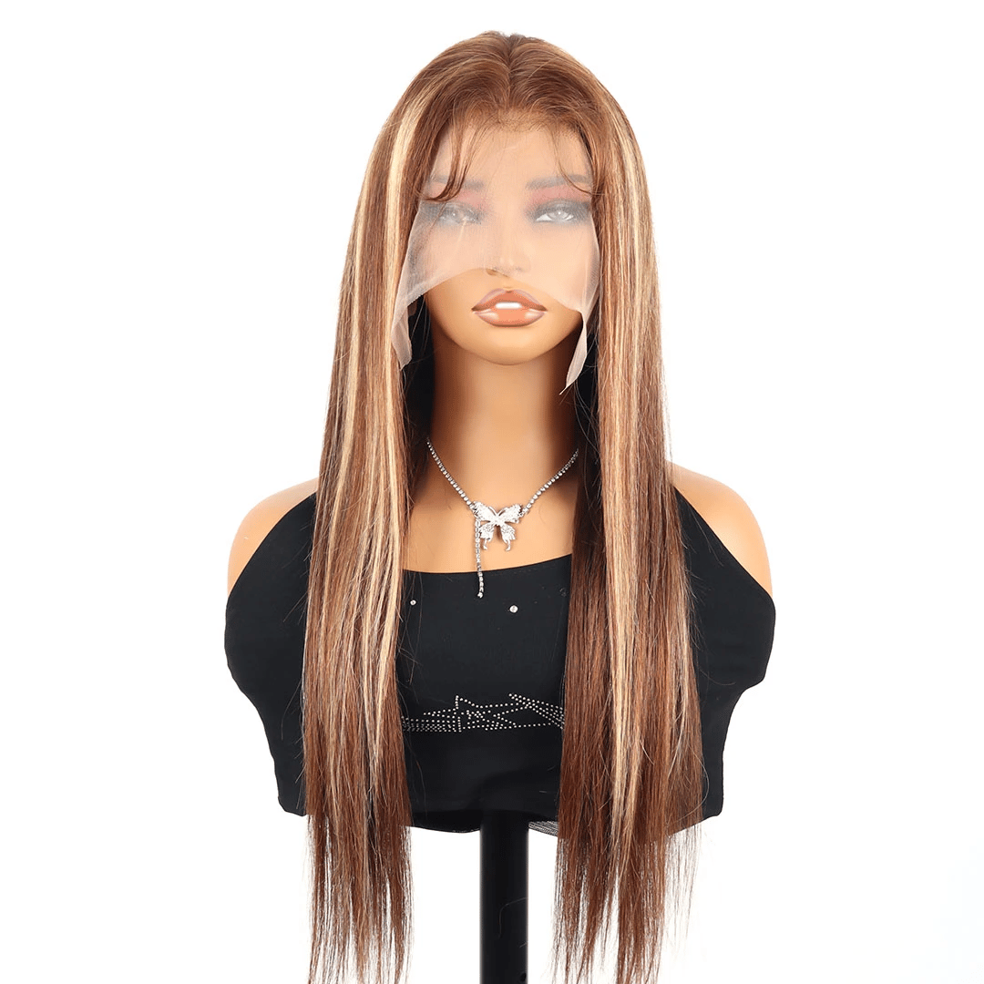 4/27 Ombre Highlight 13x6 Lace Front Wigs Human Hair 360 Straight Lace Frontal Wigs 18-38 Inch Human Hair Honey Blonde Wig For Women