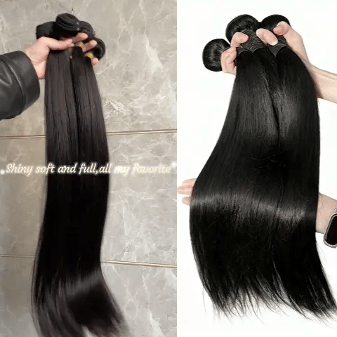 100% Real Human Hair Virgin Peruvian Straight Bundles – 16–34 Inch, 4-Pack Luxury Set, Silky & Full, 80–100g Each