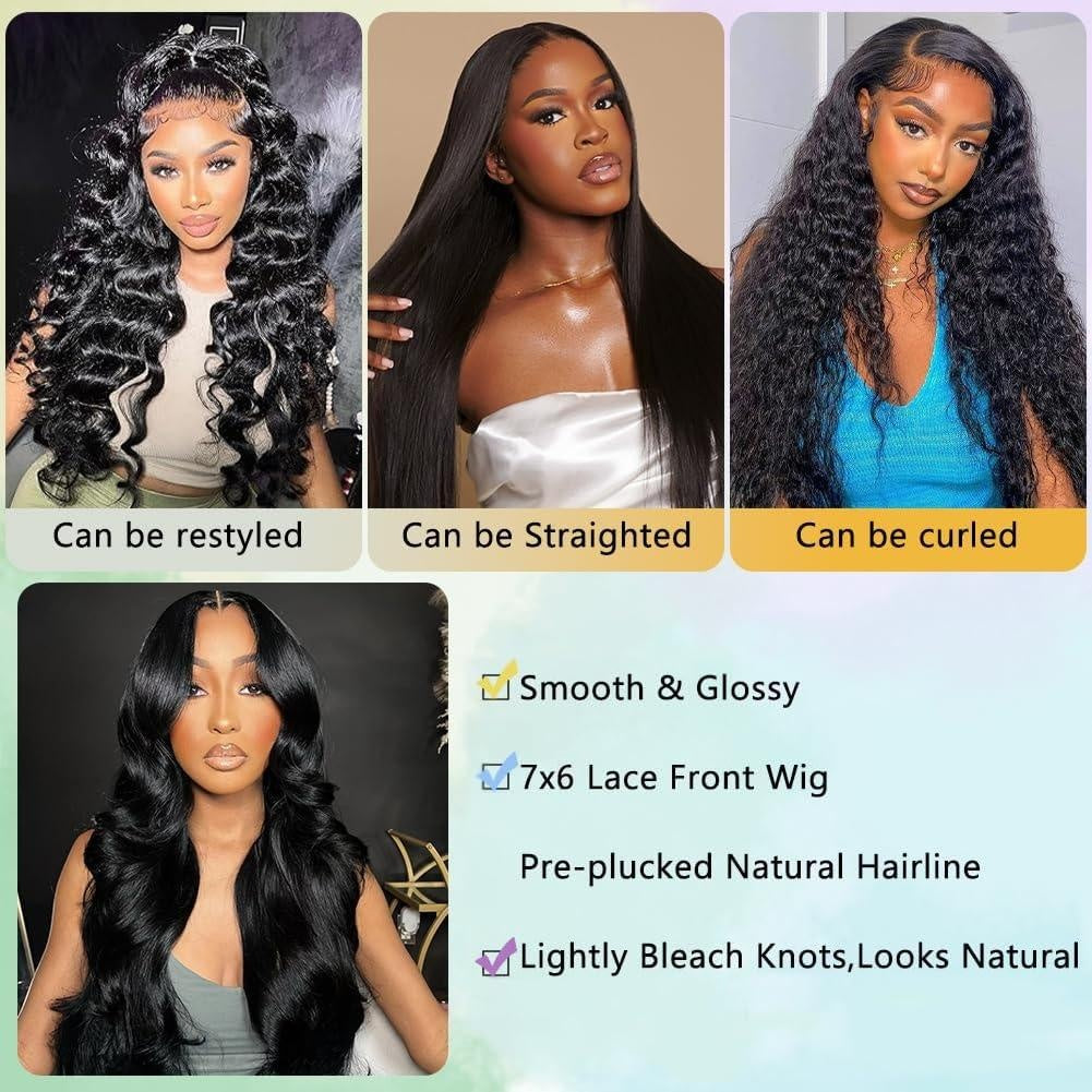 Rovess Put On And Go 7x6 Glueless Body Wave Lace Front Wigs Human Hair Lightweight Breathable Hat For Summer
