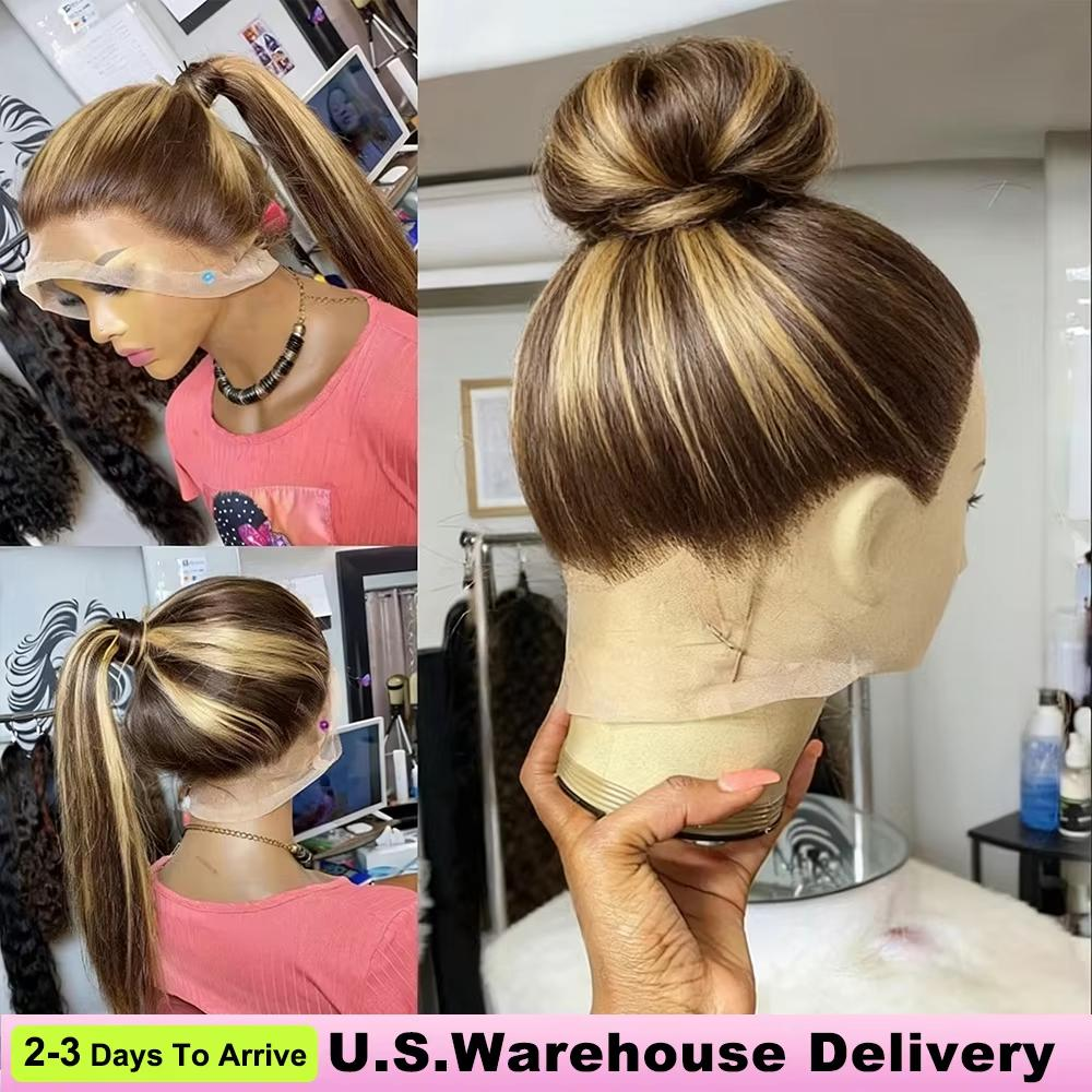 Rovess Natural Black 360 HD Lace Front Human Hair Wig Straight Full Transparent Lace Pre Plucked Natural Look For Women