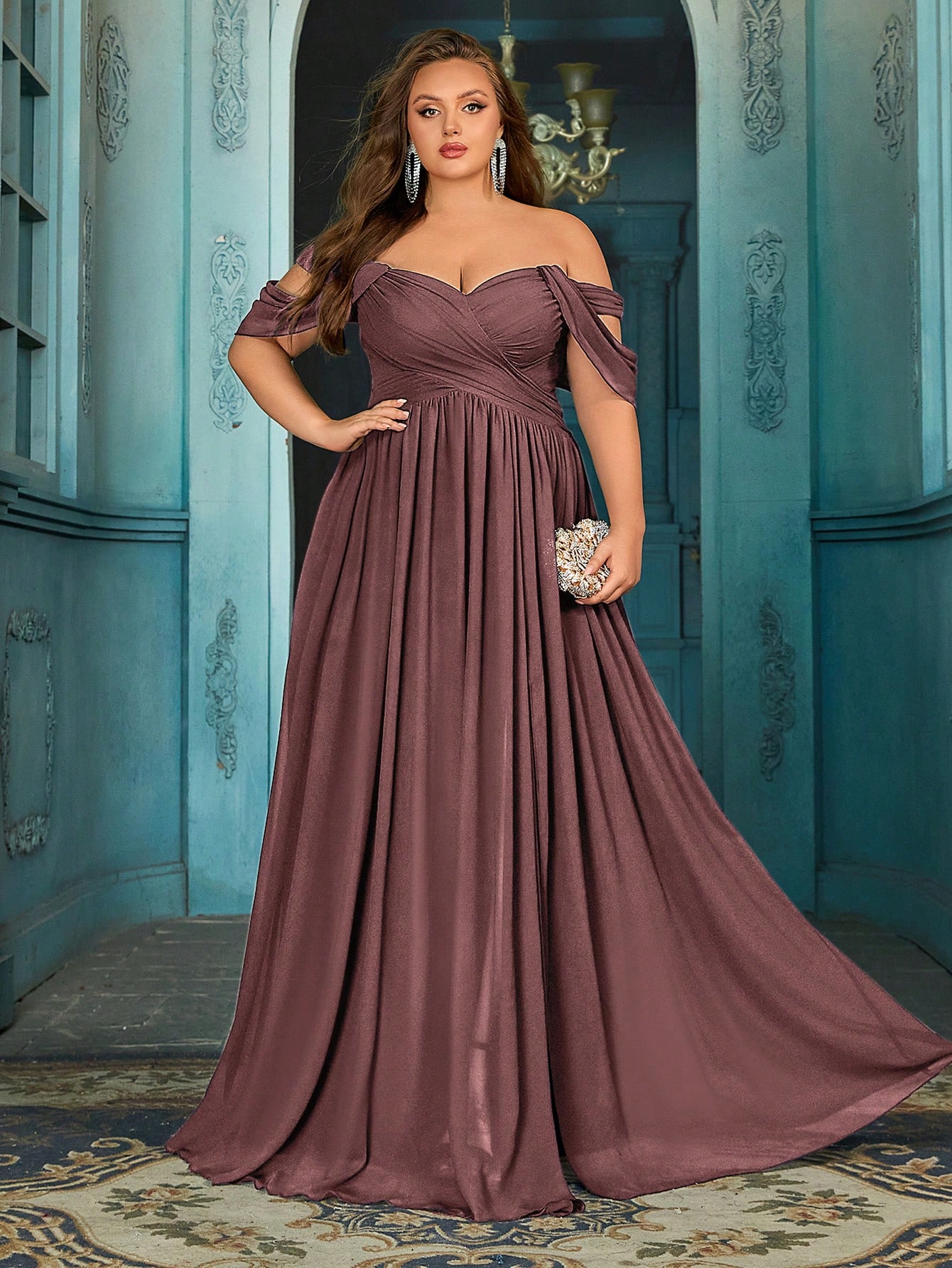 Simple Daily Plus Size Bridesmaid Gown Summer Upscale Women Formal Dress For Romantic Wedding, Formal Events, Wedding Guest Solid Color Chiffon Long Dresses