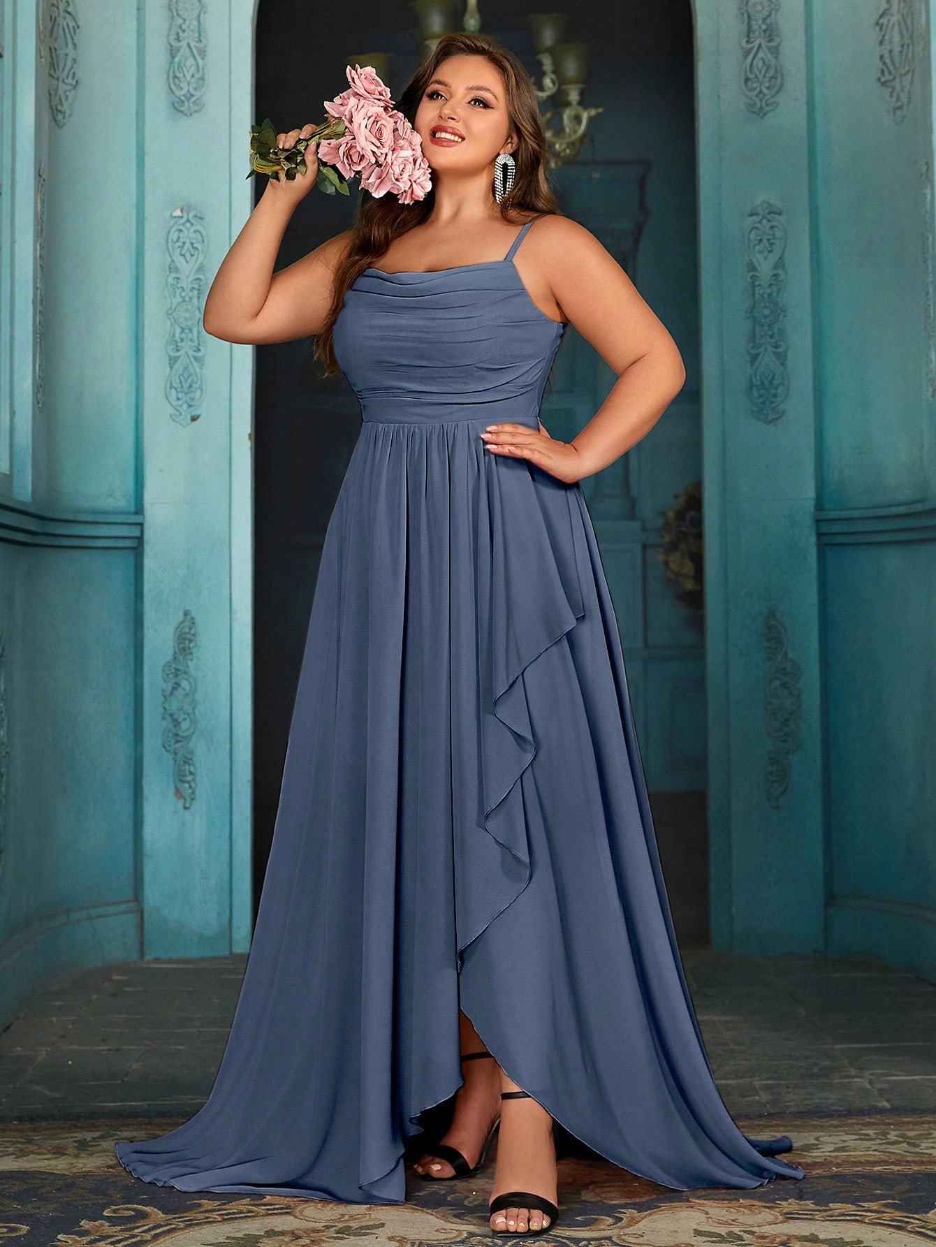 Simple Daily Summer Women Formal Dress Plus Size Elegant Bridesmaid Gown For Romantic Weddings, Dinner, Wedding Guest, Outdoor Wedding Solid Color Halter Chiffon Bridesmaid Long Dresses