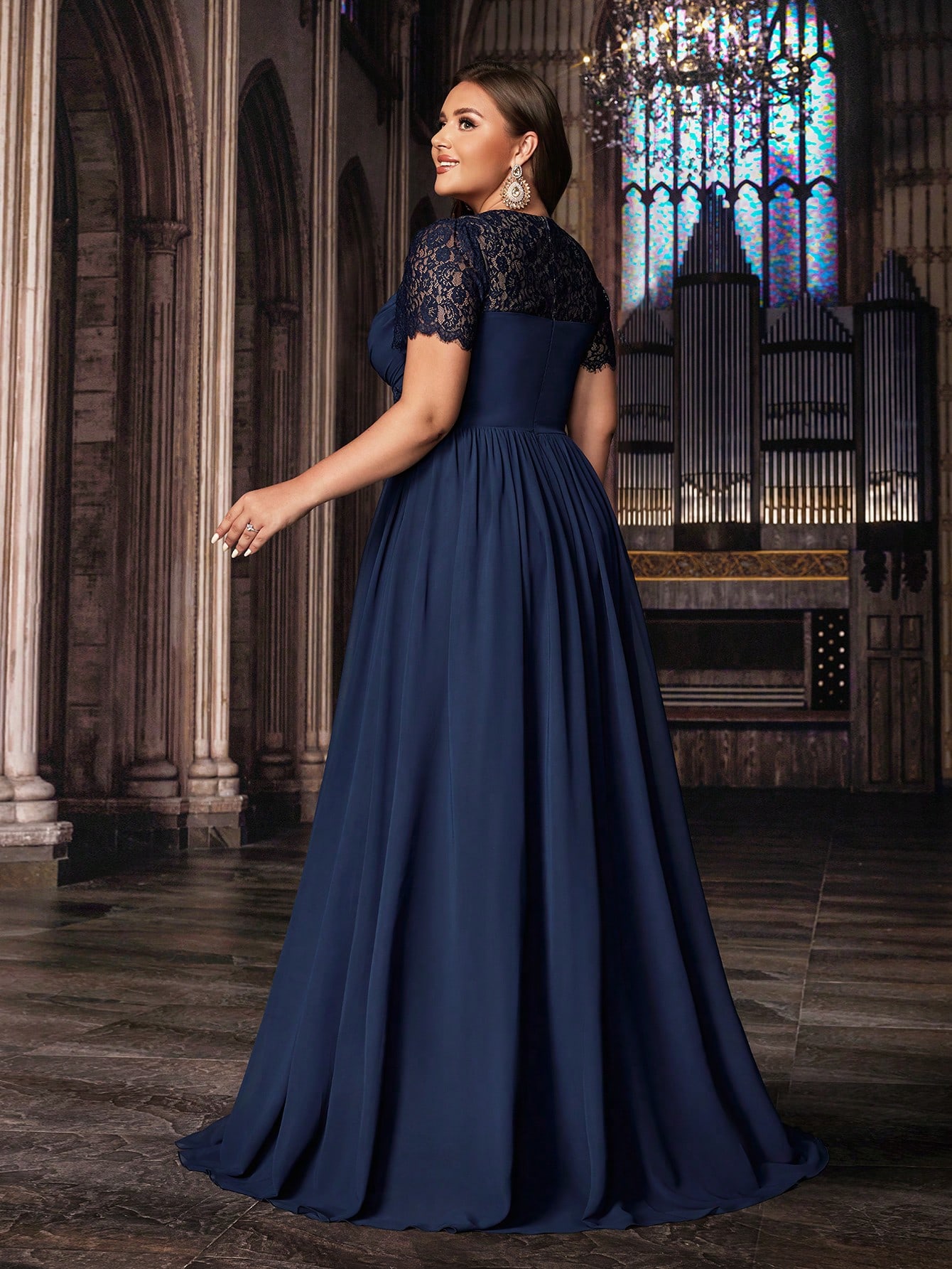 Women's Plus Size Wedding Guest Lace Long A line Bridesmaid Dress Summer Elegant Prom Evening Party Cocktail Maxi Gown