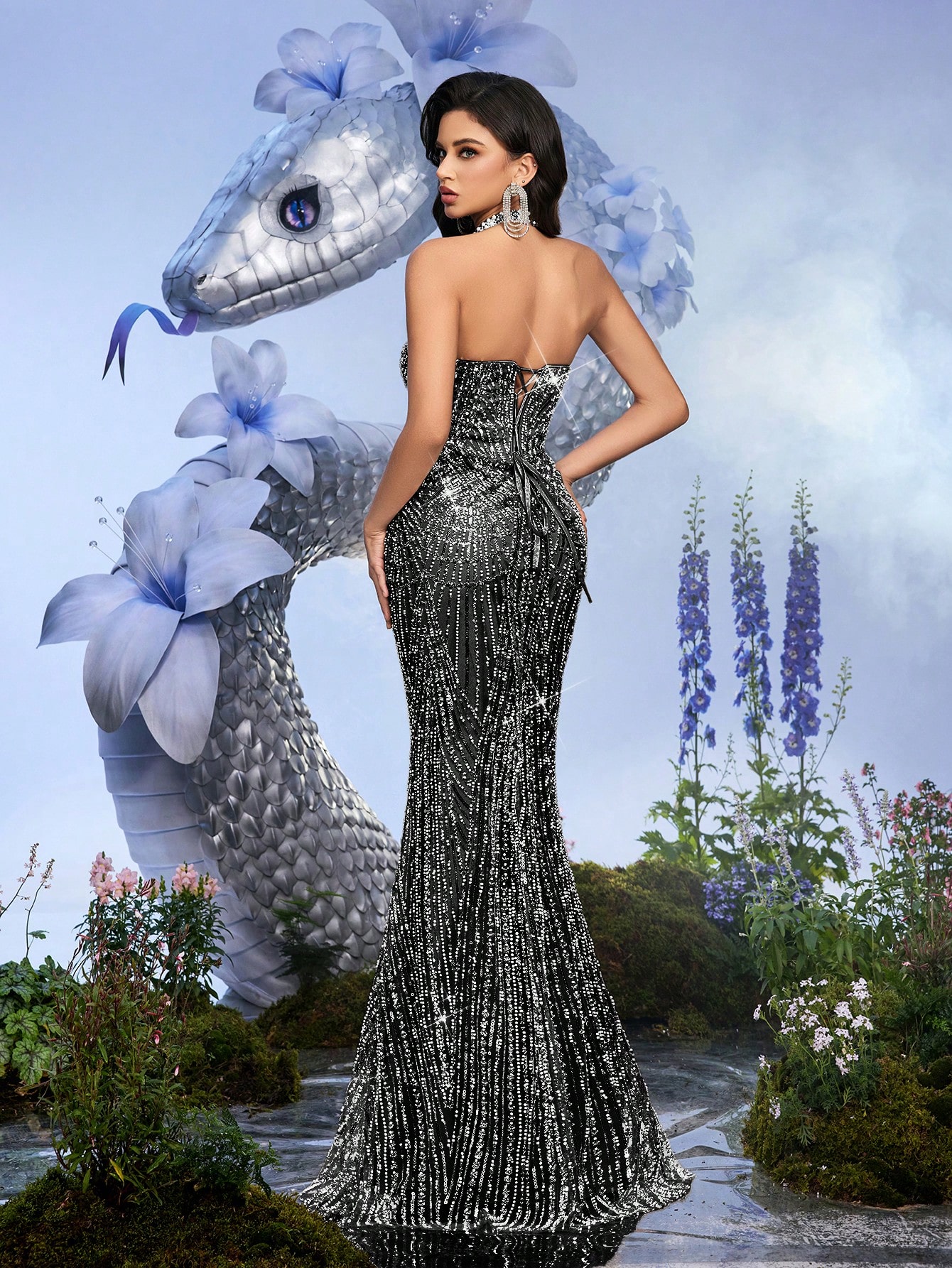 Elegant Goddess Summer Evening Gown Women Formal Dress Birthday Gowns For Formal Party, Graduation Party, Cocktail Champagne Color Halter Back Tie Dresses