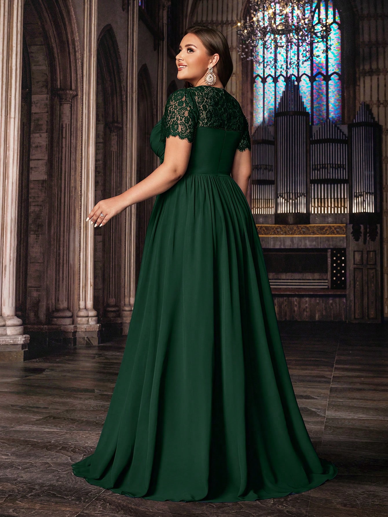 Women's Plus Size Wedding Guest Lace Long A line Bridesmaid Dress Summer Elegant Prom Evening Party Cocktail Maxi Gown