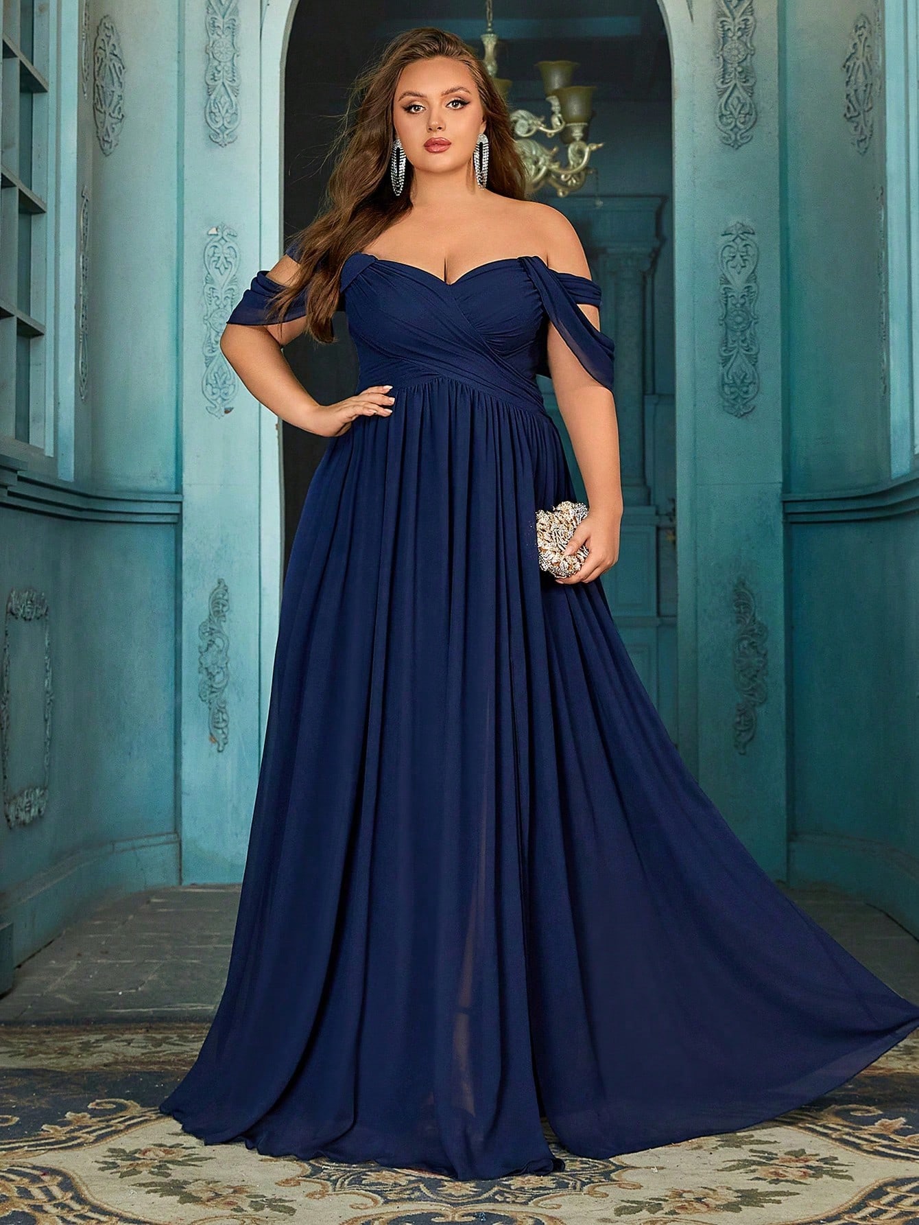 Simple Daily Plus Size Bridesmaid Gown Summer Upscale Women Formal Dress For Romantic Wedding, Formal Events, Wedding Guest Solid Color Chiffon Long Dresses