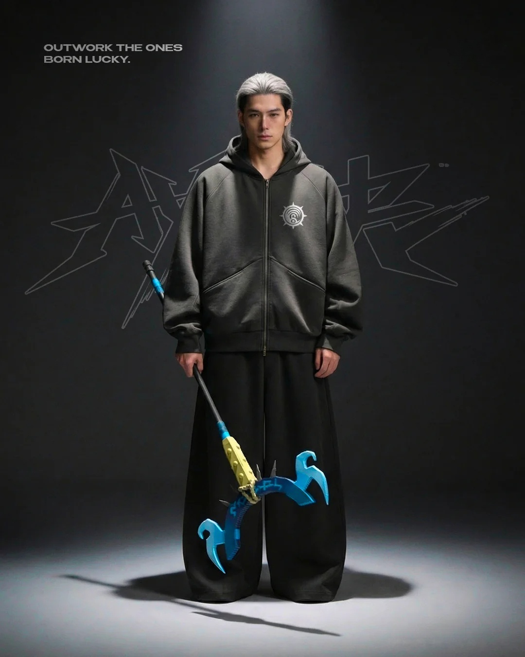 Azure Divider Streetwear Zip-Up Hoodie
