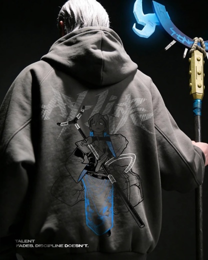 Azure Divider Streetwear Zip-Up Hoodie