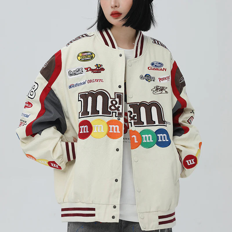 M&thtM NASCAR RACING JACKET WHITE