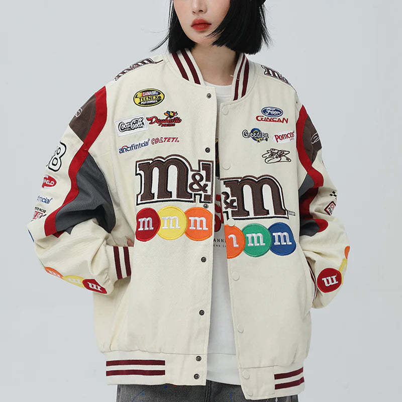 M&thtM NASCAR RACING JACKET WHITE