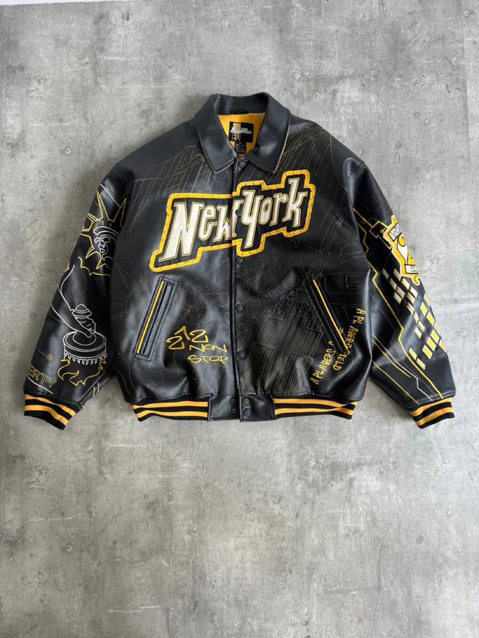 RAW BLUE King Of The Five Borough Faux Leather Jacket vintage New York jacket