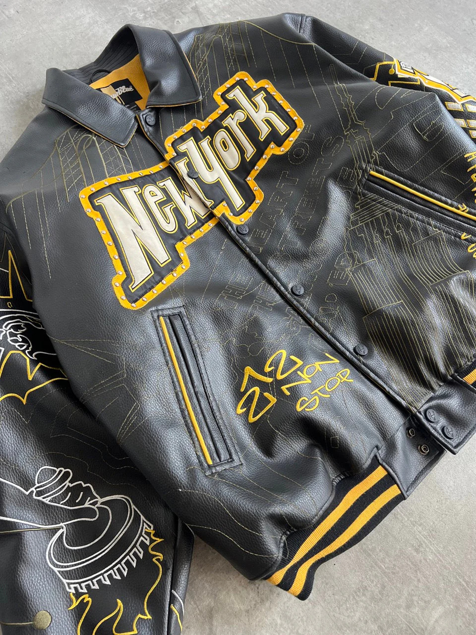 RAW BLUE King Of The Five Borough Faux Leather Jacket vintage New York jacket