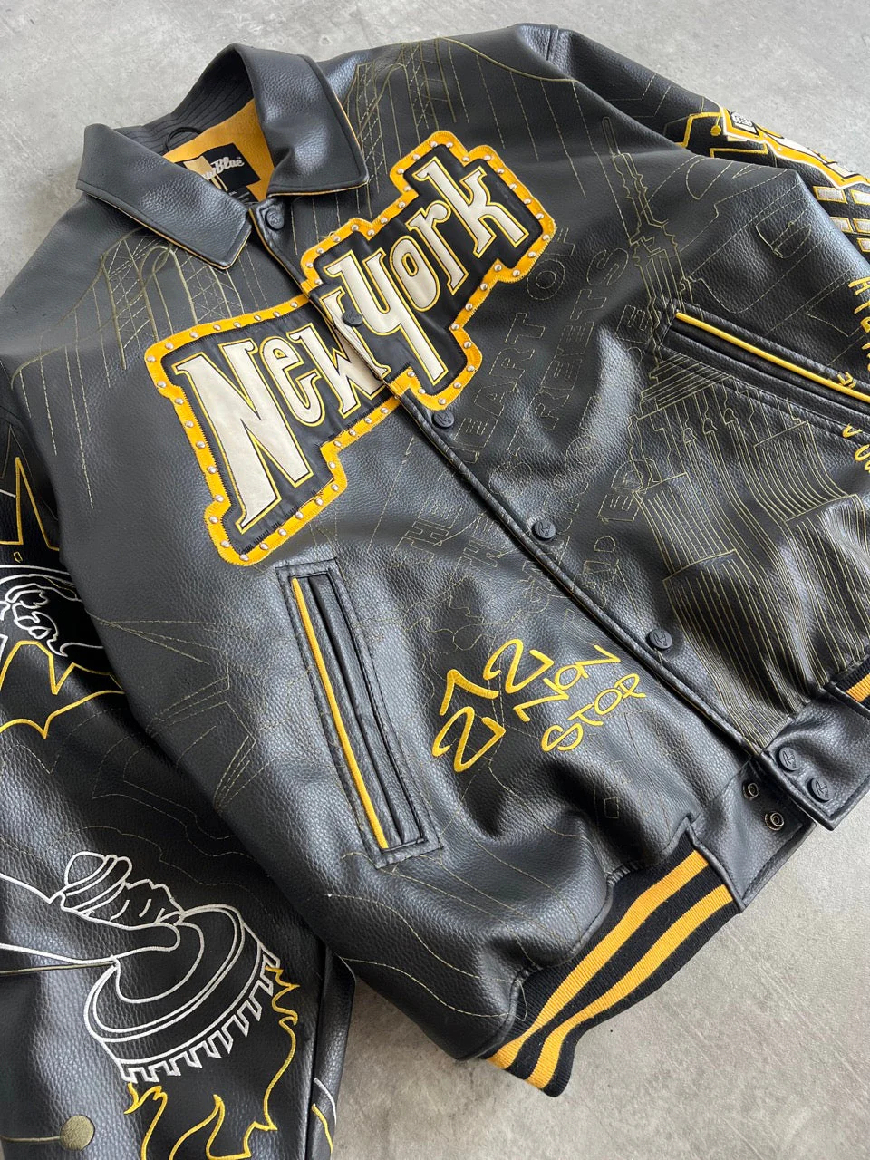 RAW BLUE King Of The Five Borough Faux Leather Jacket vintage New York jacket