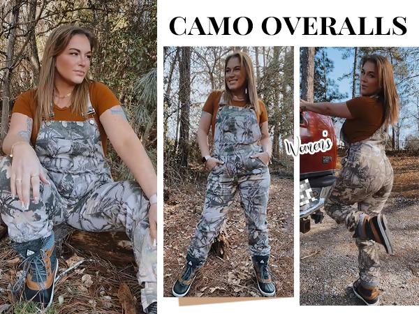 Yuanbang Stretchy Men's & Women's Camo Overalls Denim Hunting Bib Winter Spring Outdoor Workwear Fashion Pattern Coveralls Y2k Menswear Daily Outfits Camouflage Romper Country Stuff Clothes Adjustable Straps Jumpsuit Casual Pants Christmas Gifts for Men