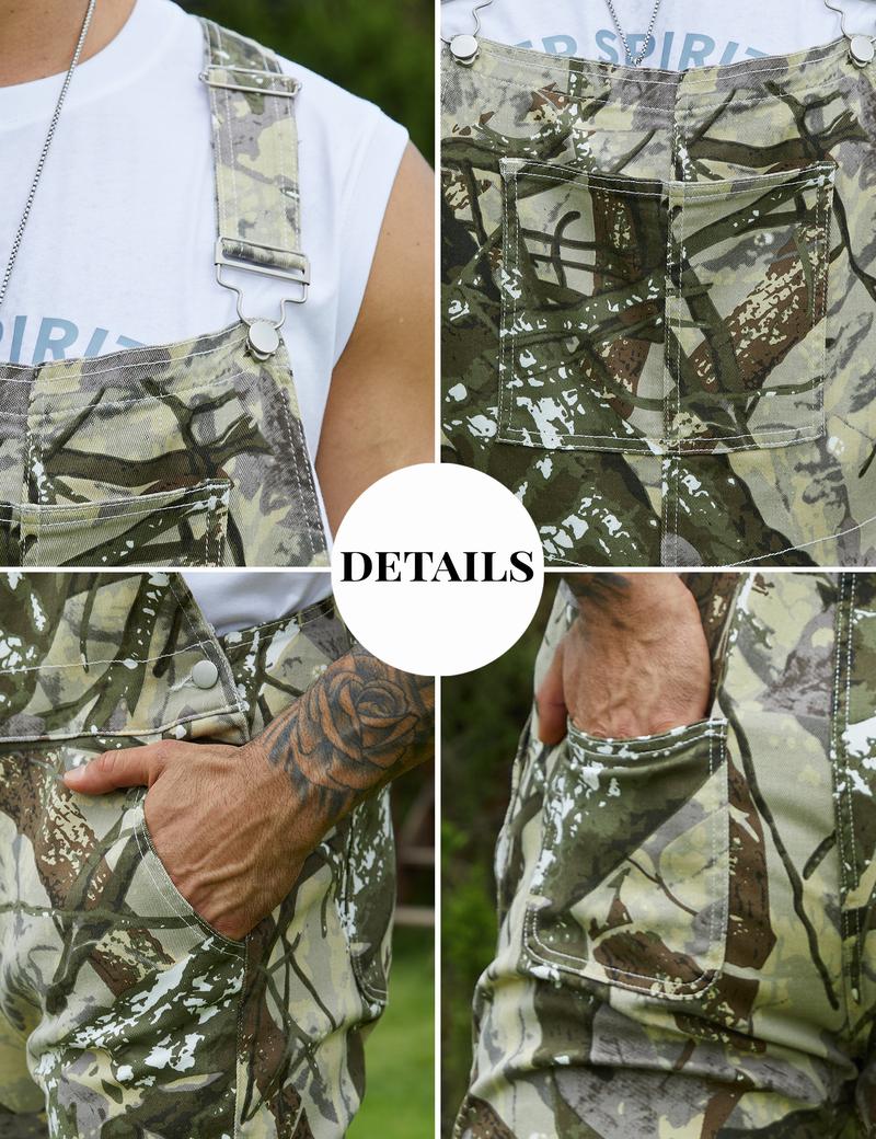 Yuanbang Stretchy Men's & Women's Camo Overalls Denim Hunting Bib Winter Spring Outdoor Workwear Fashion Pattern Coveralls Y2k Menswear Daily Outfits Camouflage Romper Country Stuff Clothes Adjustable Straps Jumpsuit Casual Pants Christmas Gifts for Men