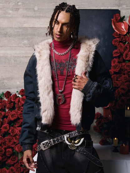 Cotton Washed Fur Hooded Jacket