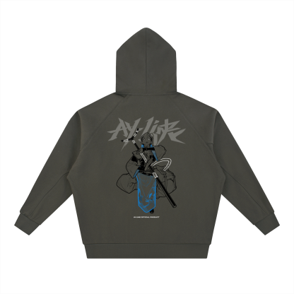 Azure Divider Streetwear Zip-Up Hoodie