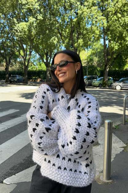 Dottie Polka Dot Chunky Knit Cardigan