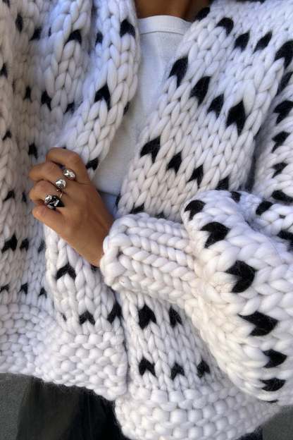 Dottie Polka Dot Chunky Knit Cardigan