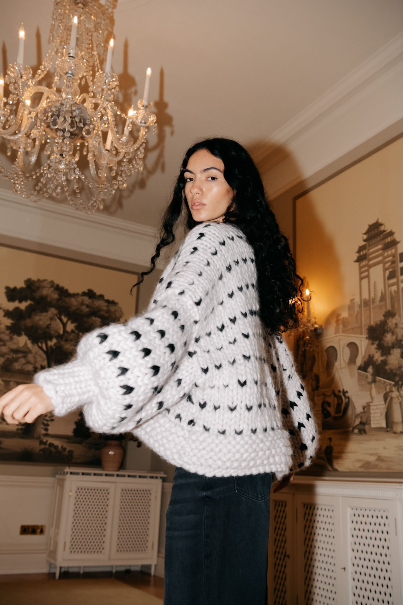 Dottie Polka Dot Chunky Knit Cardigan