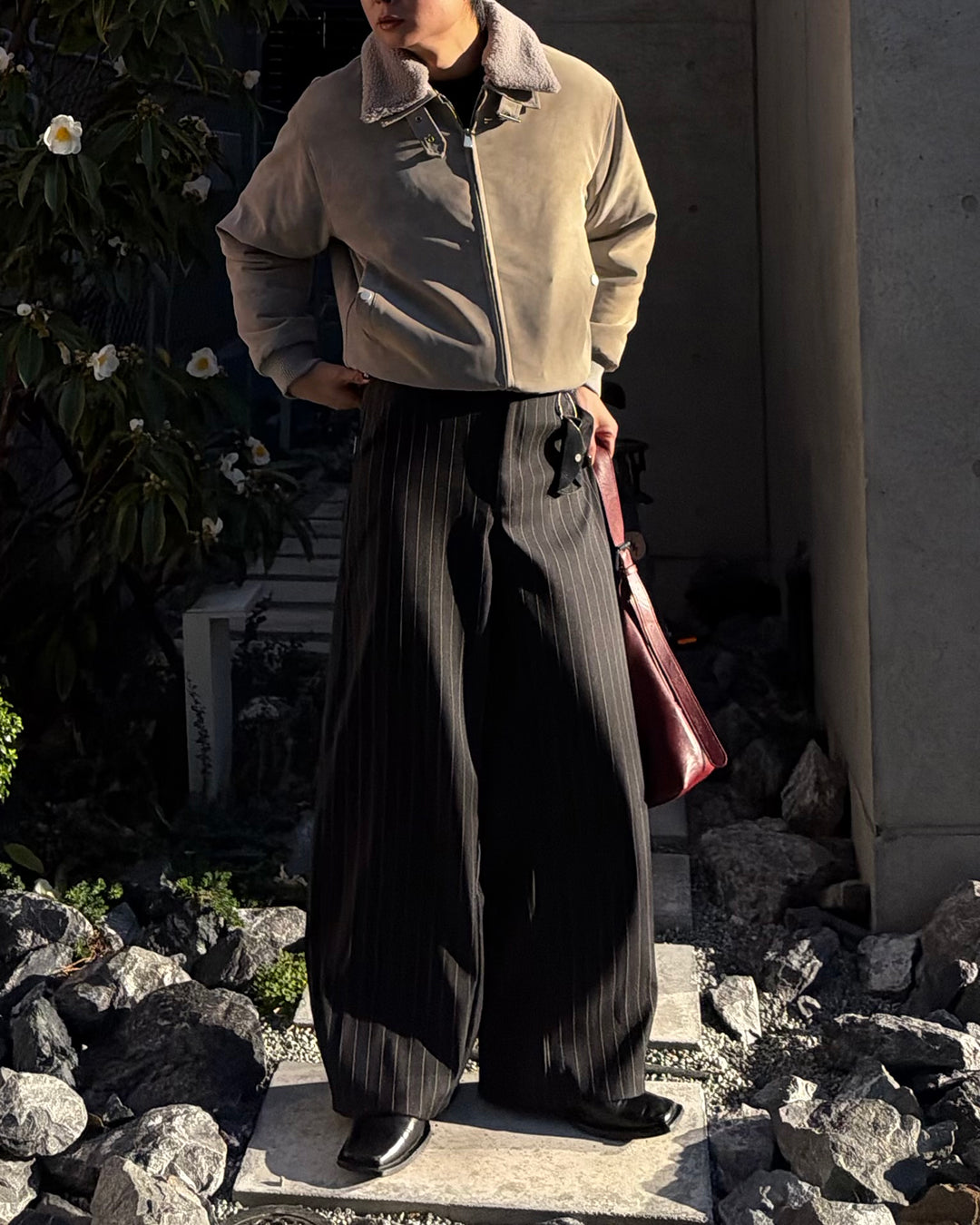 3-Way Boa Collar Quilted Jacket