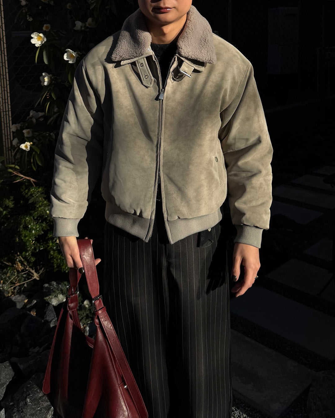 3-Way Boa Collar Quilted Jacket