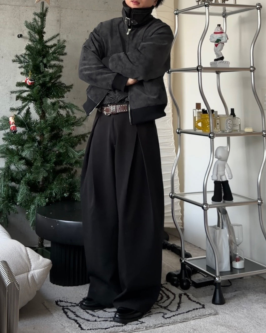 3-Way Boa Collar Quilted Jacket