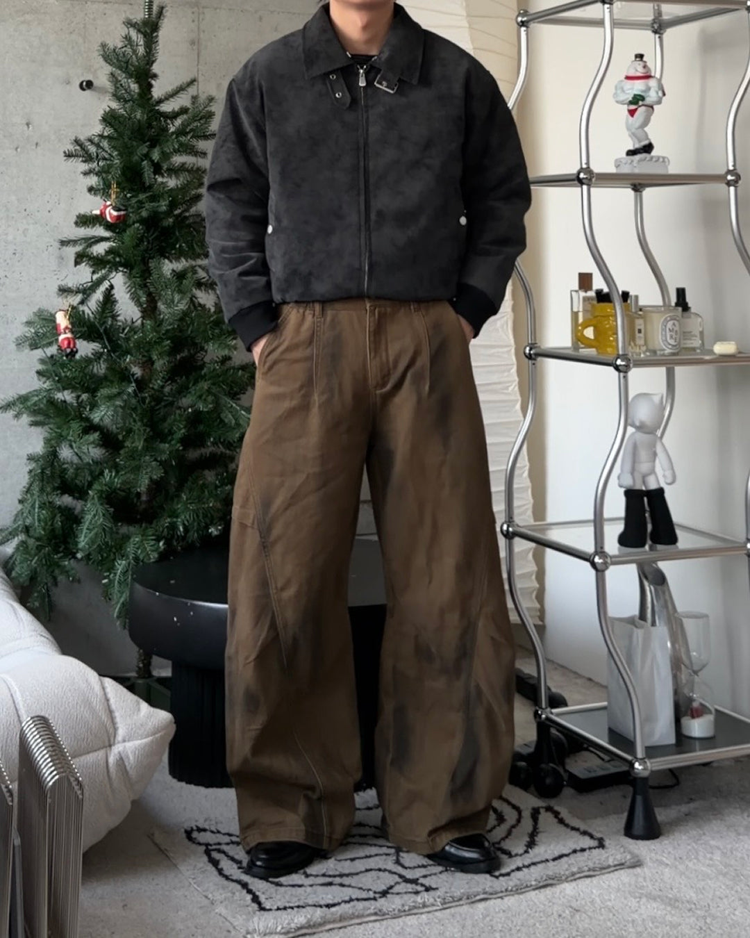 3-Way Boa Collar Quilted Jacket