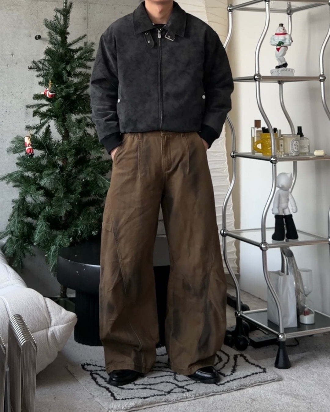 3-Way Boa Collar Quilted Jacket