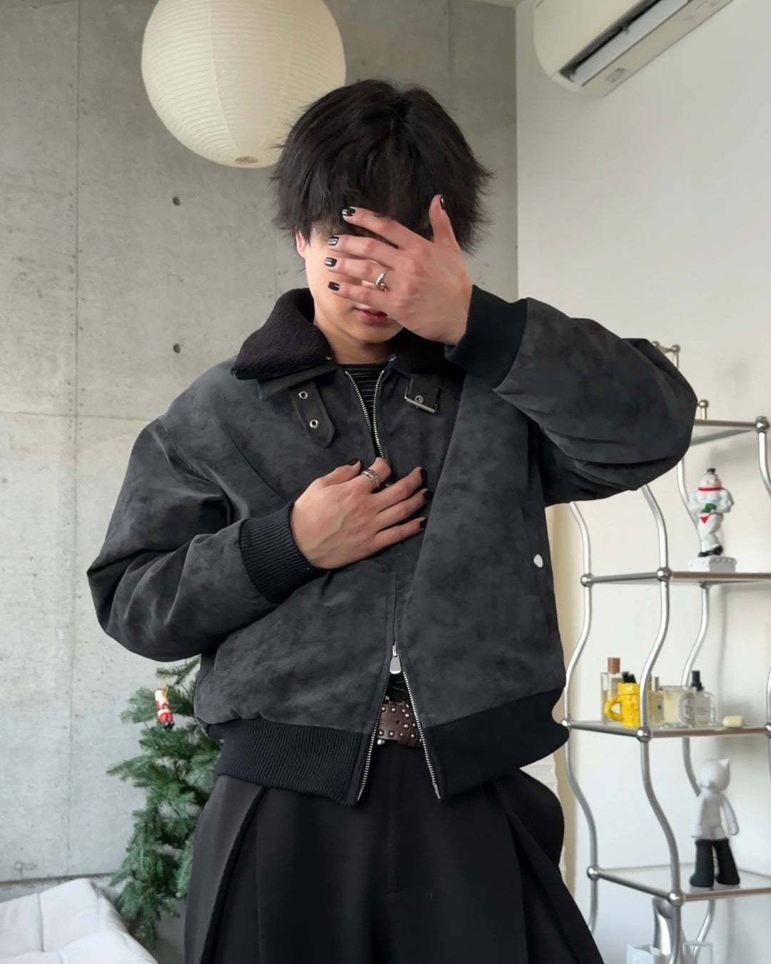 3-Way Boa Collar Quilted Jacket