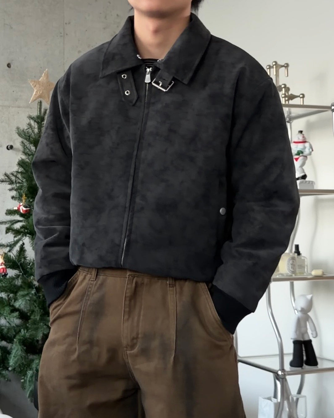 3-Way Boa Collar Quilted Jacket