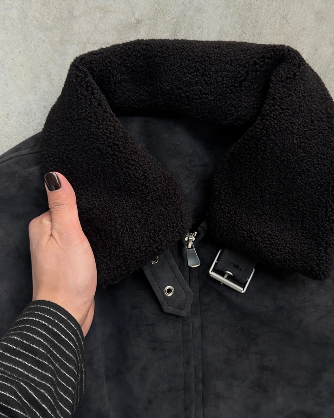 3-Way Boa Collar Quilted Jacket