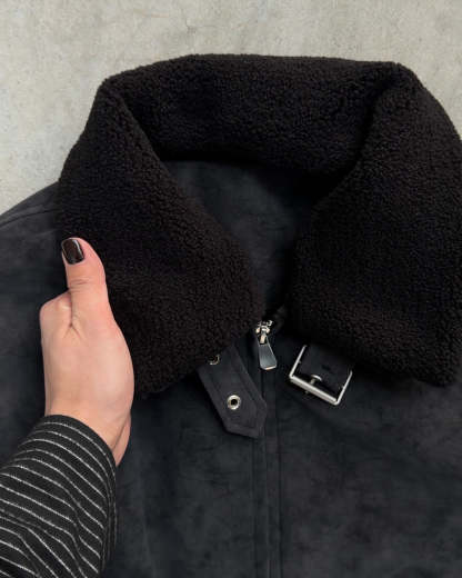 3-Way Boa Collar Quilted Jacket