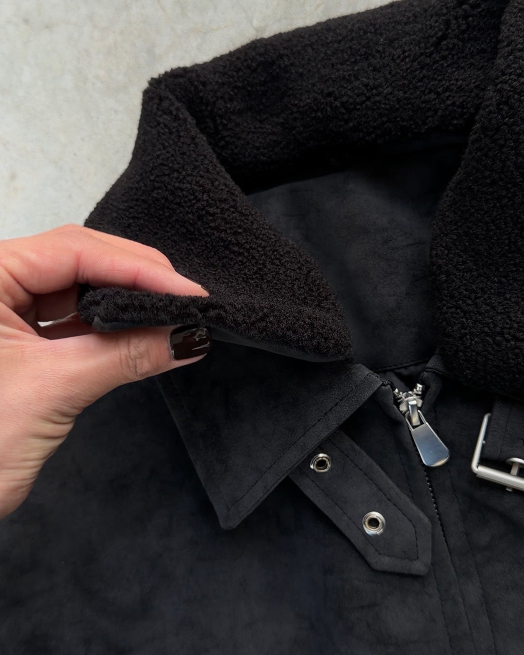 3-Way Boa Collar Quilted Jacket