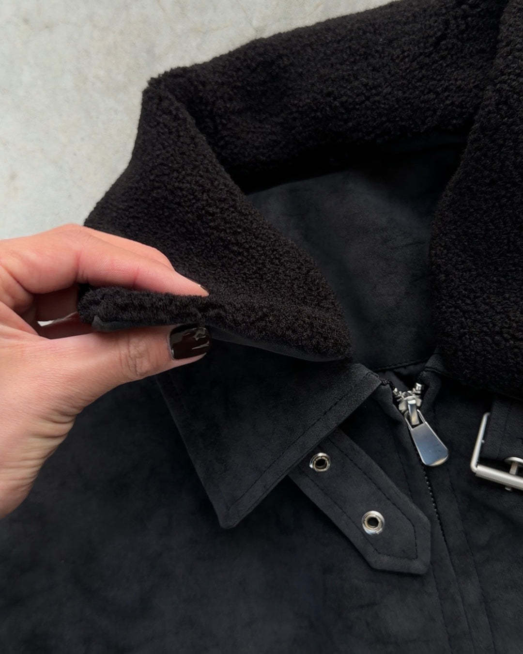 3-Way Boa Collar Quilted Jacket