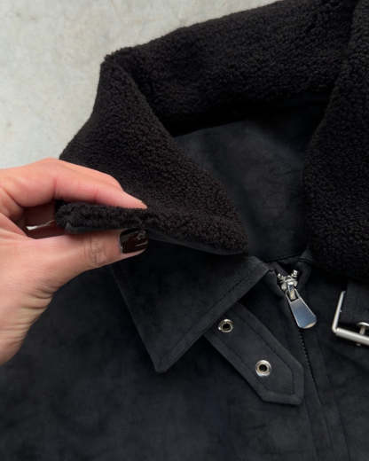 3-Way Boa Collar Quilted Jacket