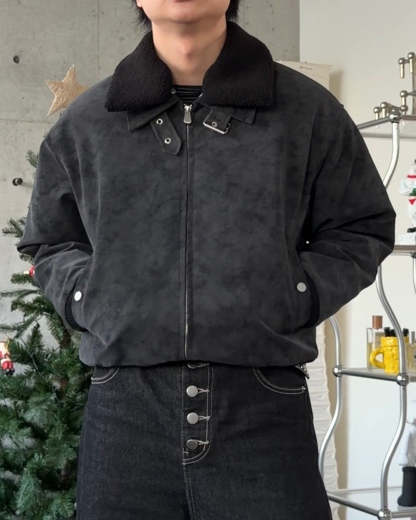 3-Way Boa Collar Quilted Jacket