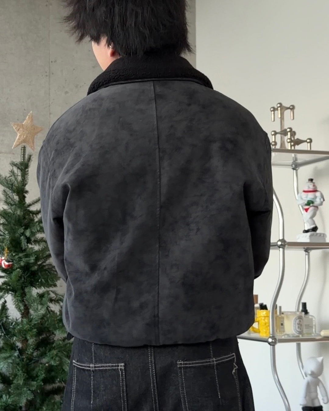 3-Way Boa Collar Quilted Jacket