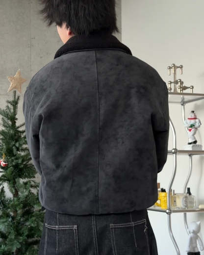 3-Way Boa Collar Quilted Jacket