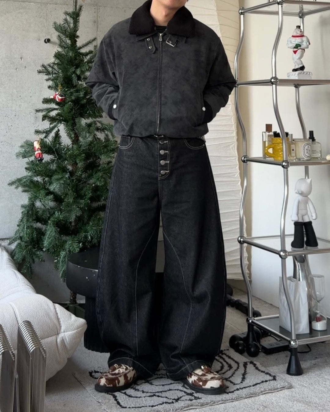 3-Way Boa Collar Quilted Jacket