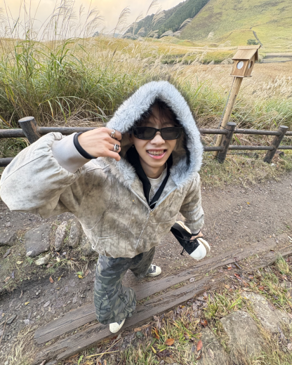 Wash-Damaged Fur Hood Jacket