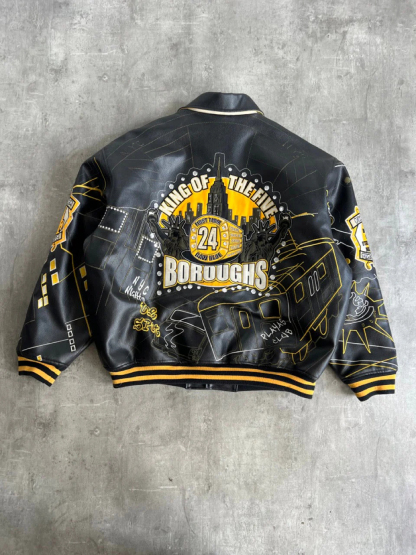 RAW BLUE King Of The Five Borough Faux Leather Jacket vintage New York jacket