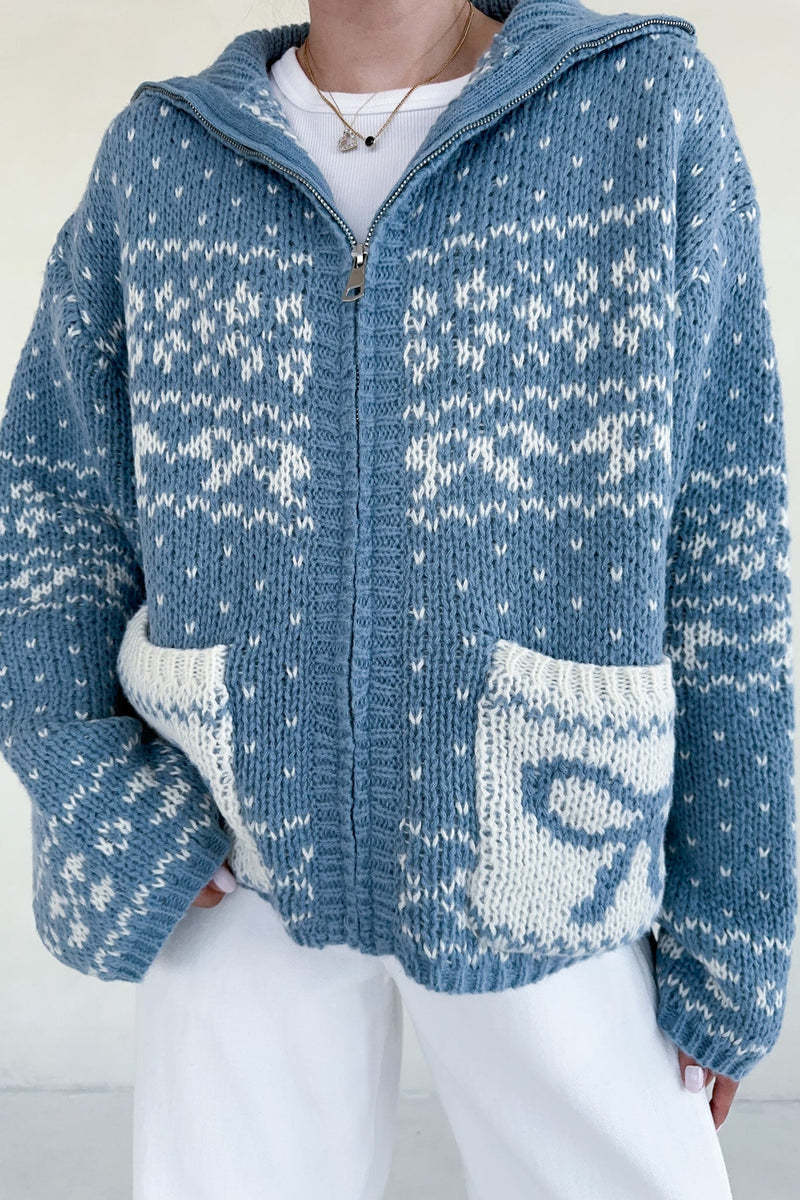 Claire Ribbon Zip Up Cardigan