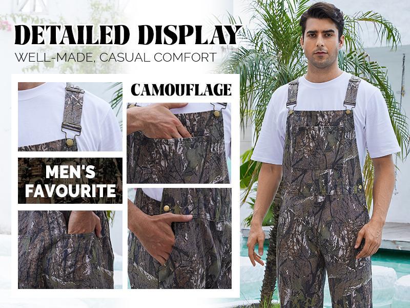 Yuanbang Stretchy Men's & Women's Camo Overalls Denim Hunting Bib Winter Spring Outdoor Workwear Fashion Pattern Coveralls Y2k Menswear Daily Outfits Camouflage Romper Country Stuff Clothes Adjustable Straps Jumpsuit Casual Pants Christmas Gifts for Men