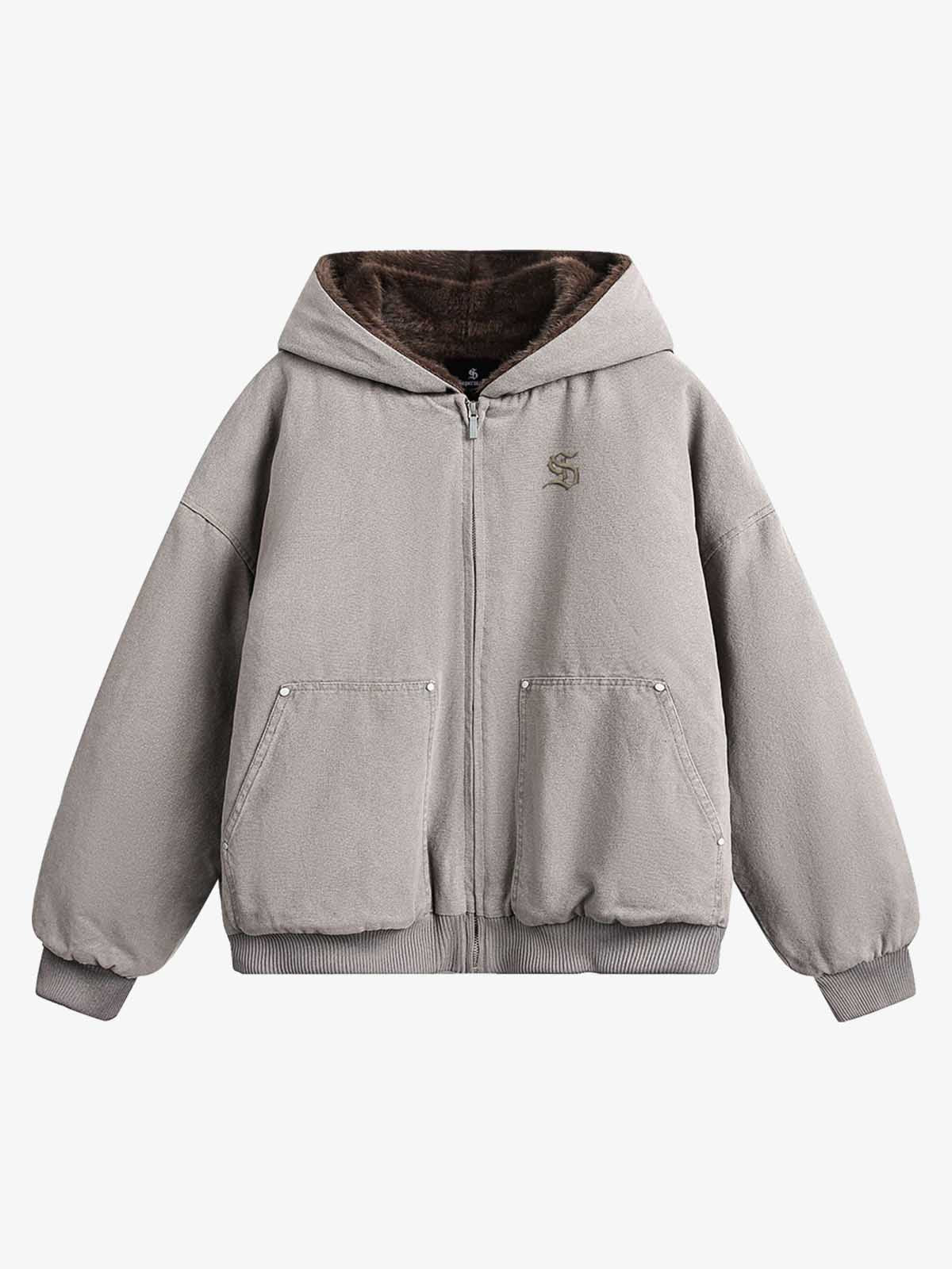 Thesupermade Fur Hooded Zip Up Quilted Jacket - 2510